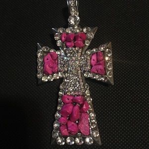 Pink Bling cross magnetic pendent